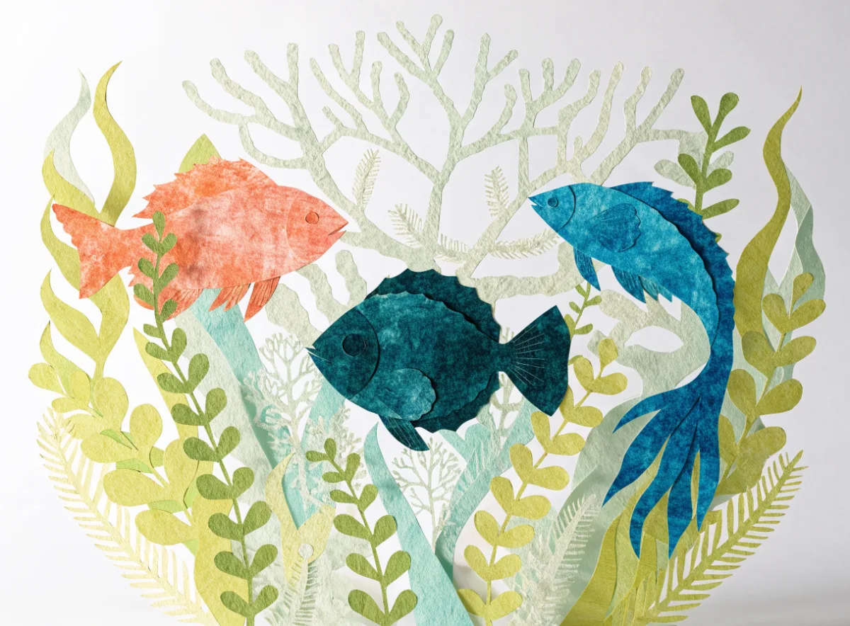 Образец: бумажные рыбы — Recraft V4 Styles Pro