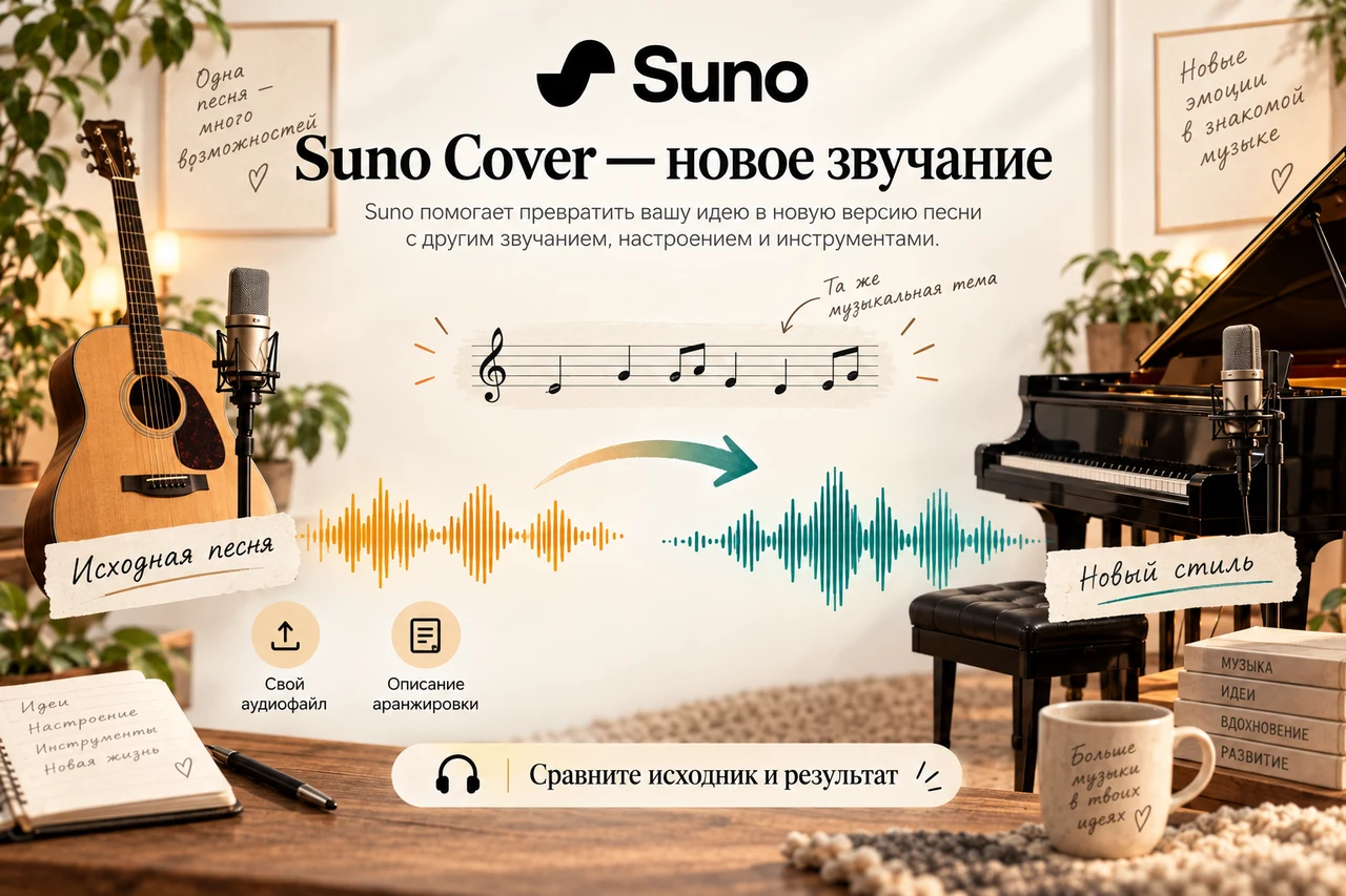 Suno Cover — исходная песня и новое фортепианное звучание