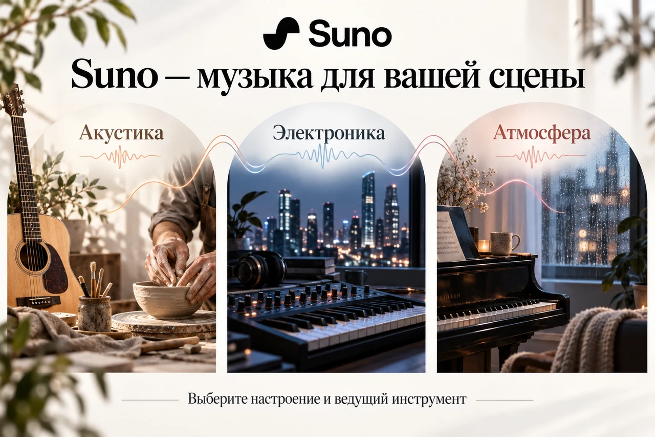 Suno — акустика, электроника и спокойная атмосфера