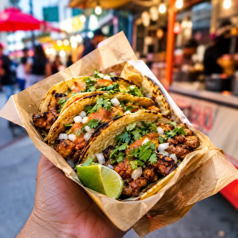 Street food. живая уличная энергия, но блюдо узнаваемо