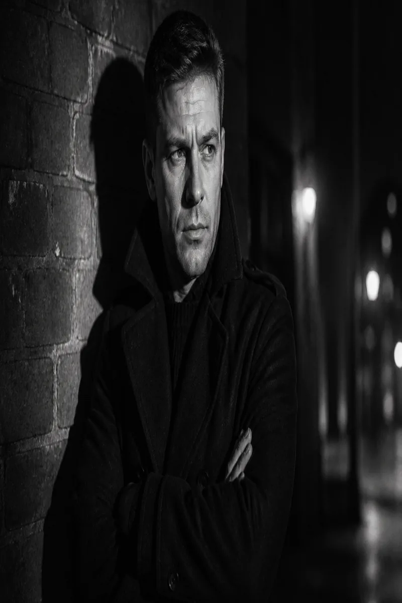 Монохромный hardboiled кадр мужчины