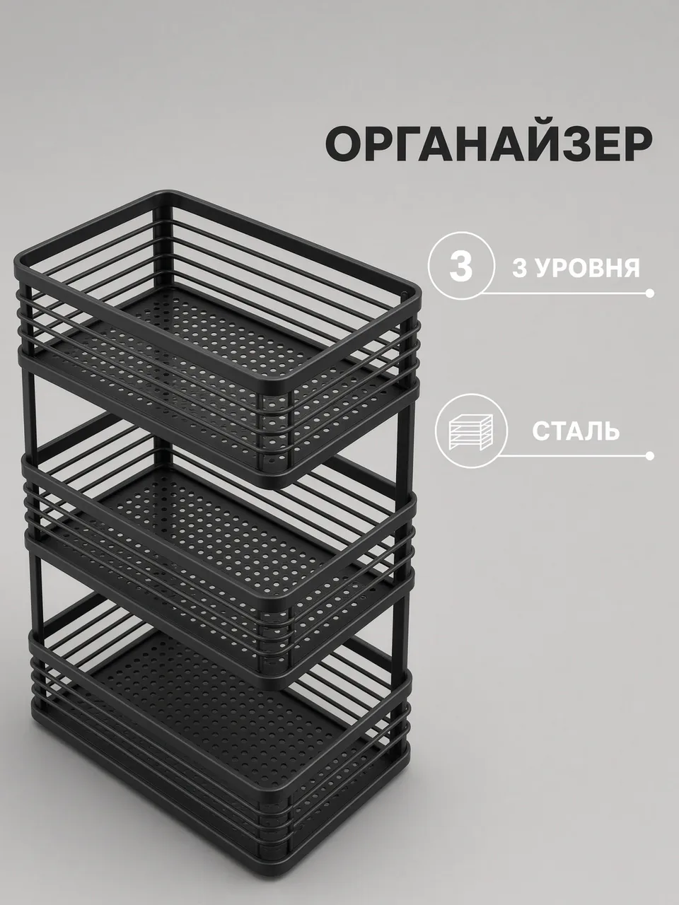 Инфографика кухонного органайзера для Ozon с устройством и материалом
