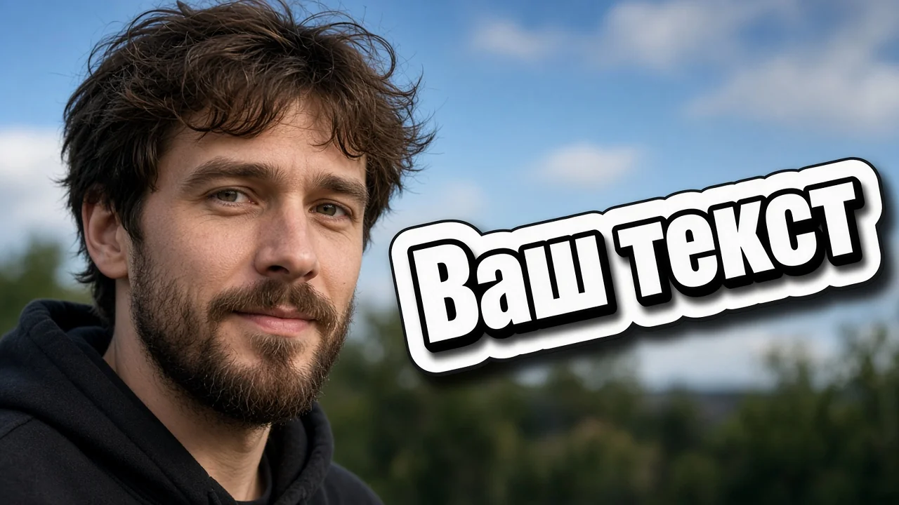Стикер. текст как наклейка с тенью