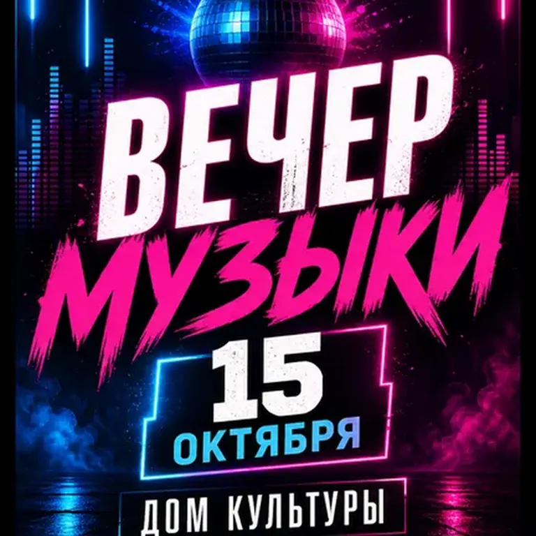 Вечеринка. ночной контраст, неоновый акцент, смелая типографика