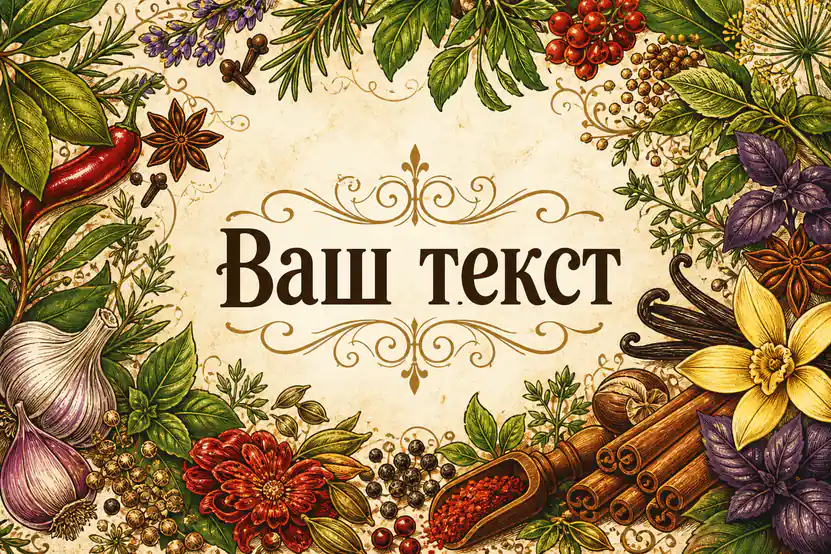 Ар-деко этикетка для специй с орнаментальной рамкой