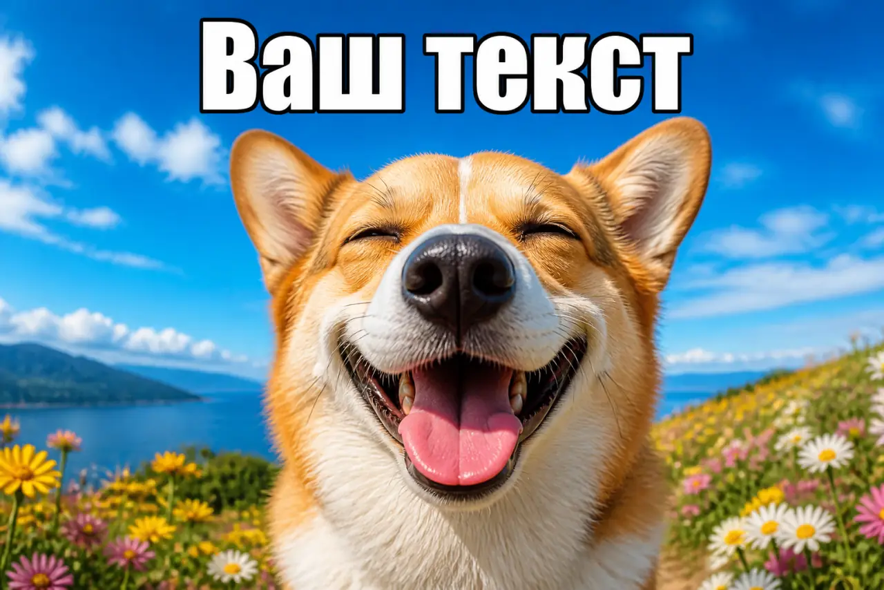 Радость: улыбающийся корги на лугу