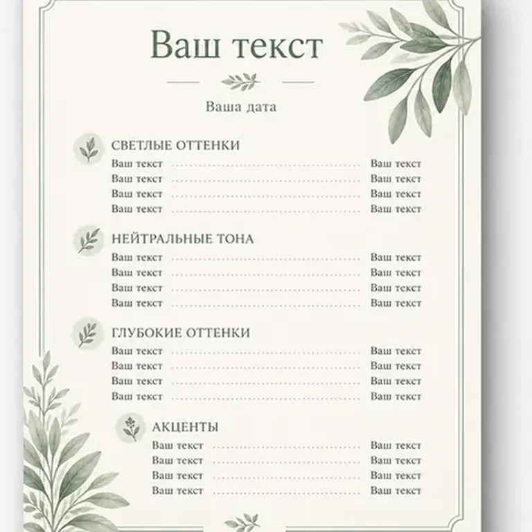 Шалфей. молочный фон и приглушённый зелёный