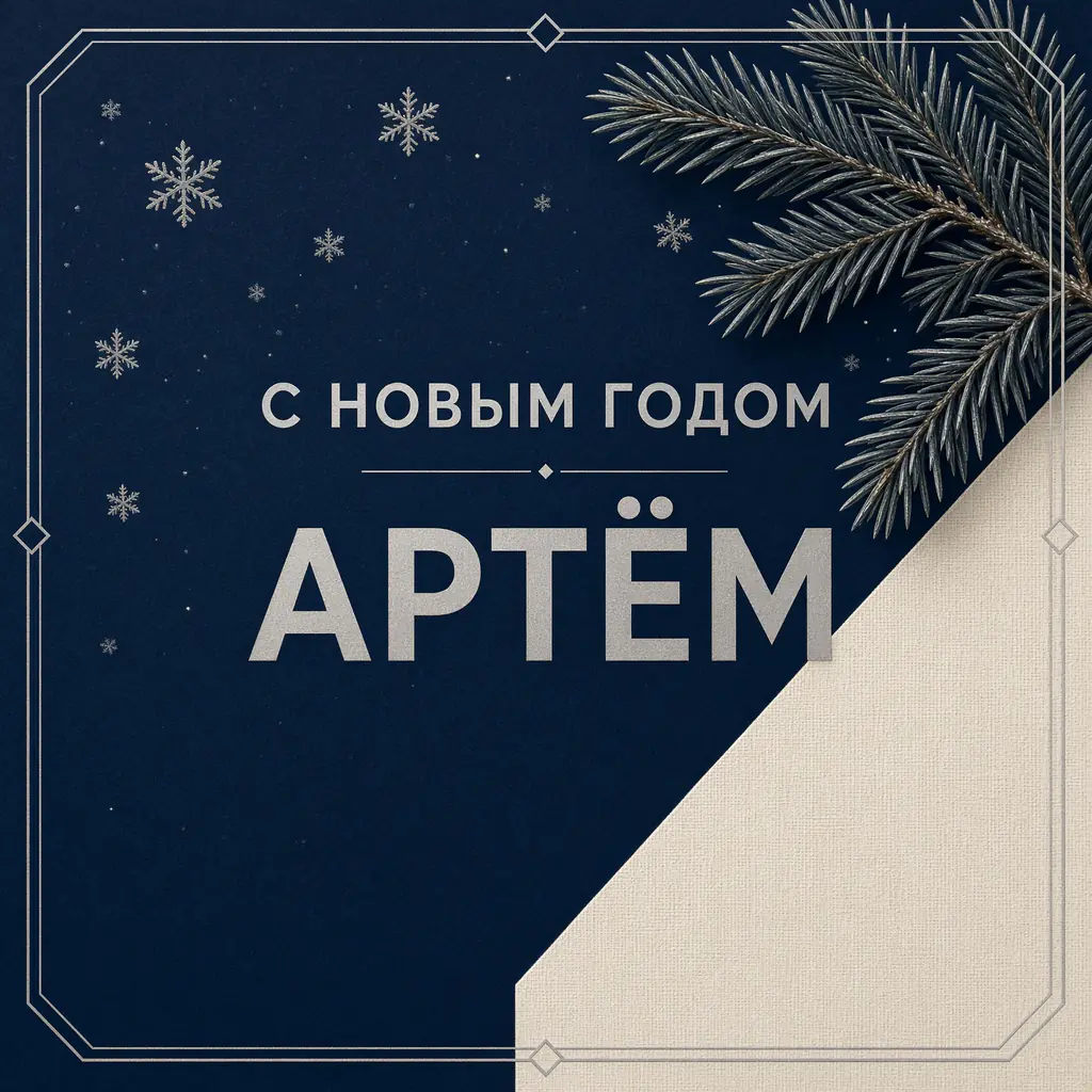 Новый год: квадратная ночная открытка для Артёма