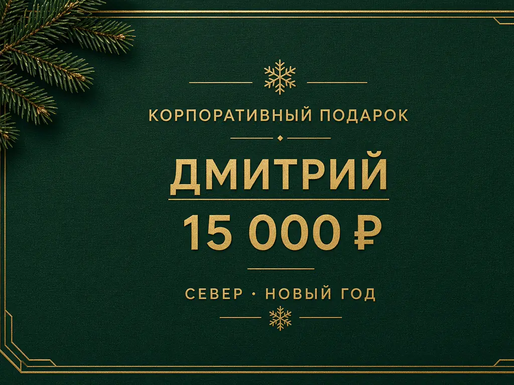 Новогодний корпоратив: изумрудно-золотой сертификат для Дмитрия