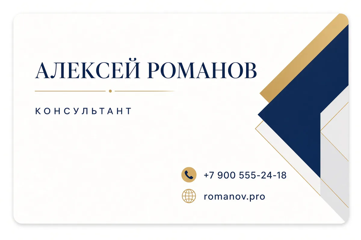 Угловая сетка. имя в левом верхнем углу, контакты в правом нижнем