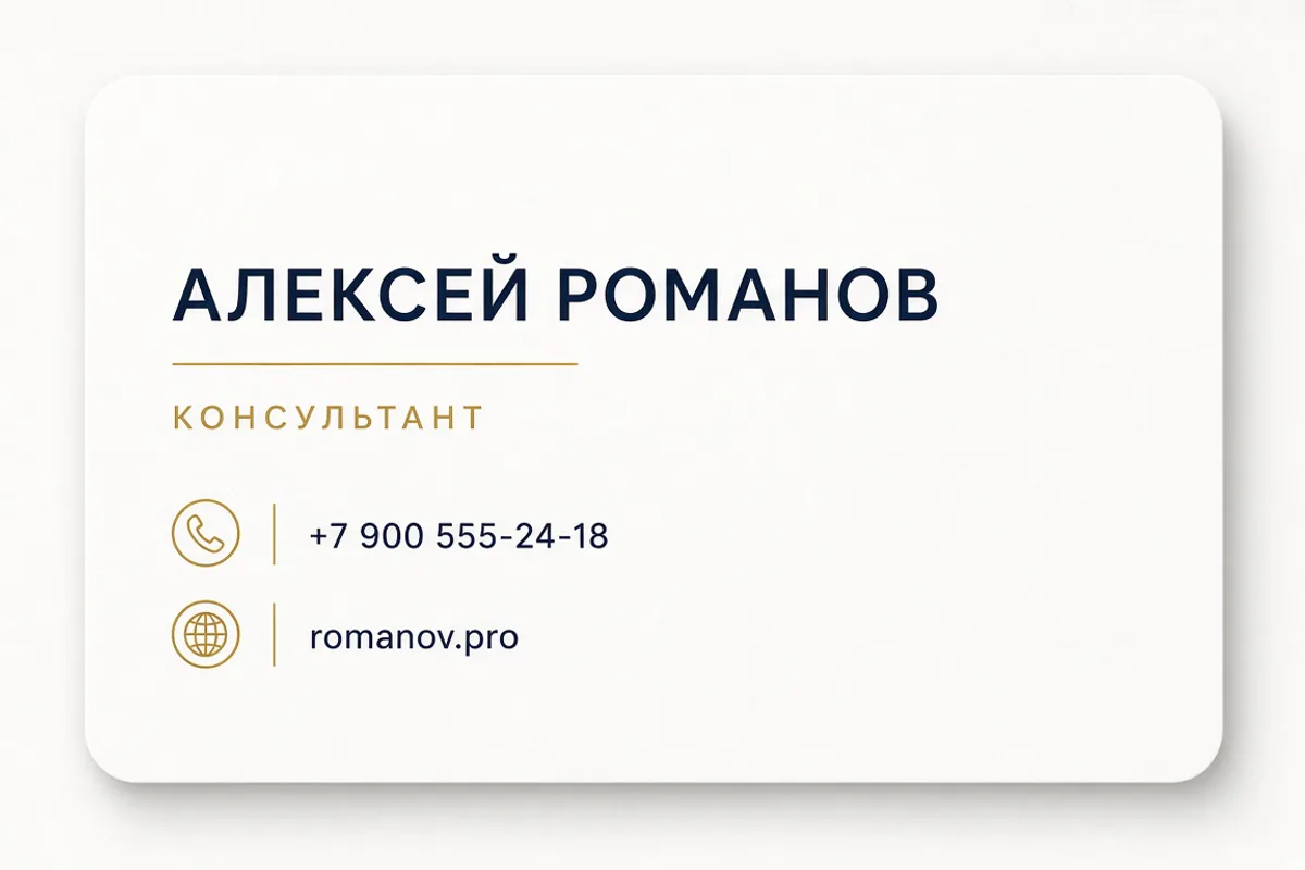 Левая колонка. имя и профессия слева, контакты компактной колонкой ниже