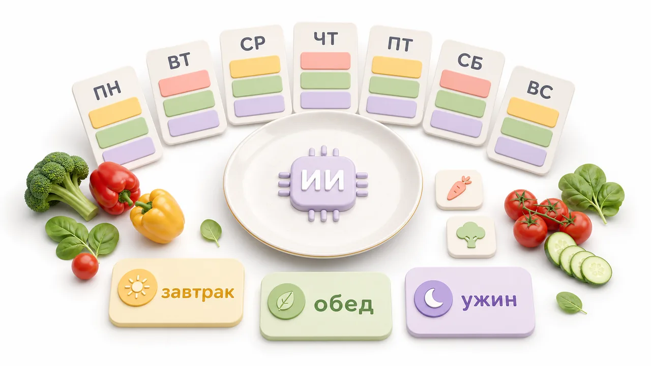 ИИ меню собирает блюда по дням категориям продуктам и ограничениям