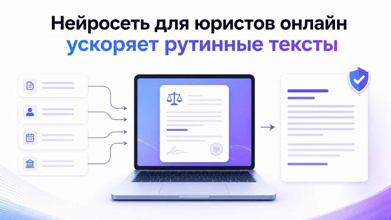 Схема онлайн подготовки юридического письма с блоками фактов, доводов и проверки