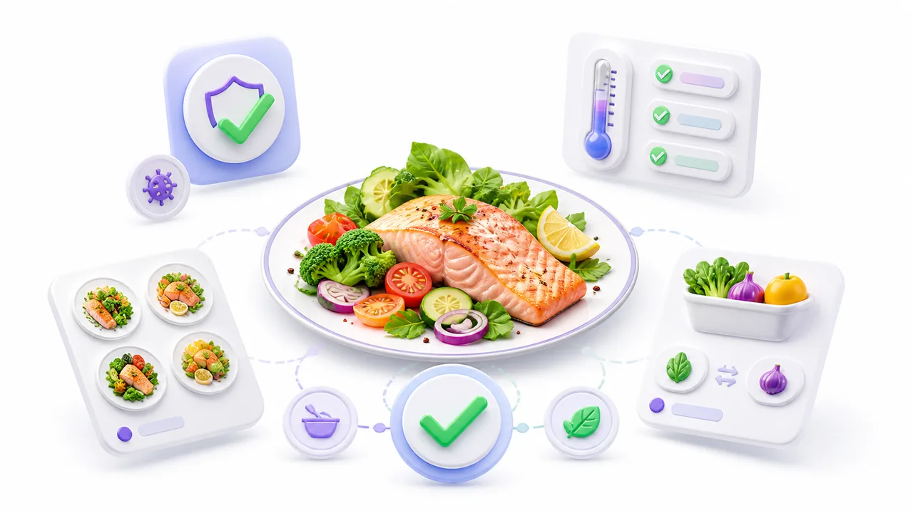 Чек-лист вкуса безопасности времени и замен перед готовкой