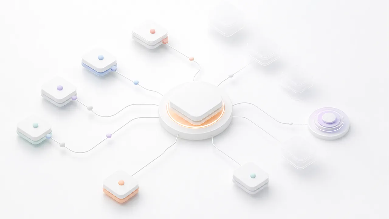 Белая 3D инфографика с каркасом статьи, отметками проверки, удалёнными повторами и ясным итогом