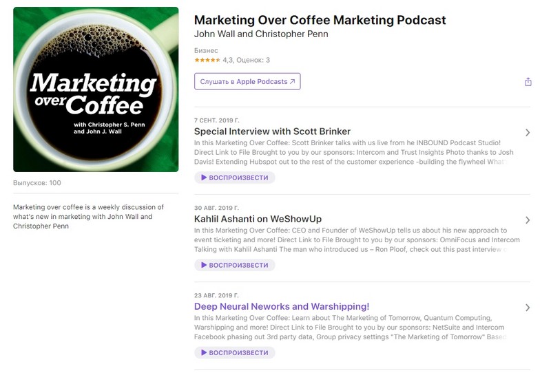 подкаст Marketing Over Coffee