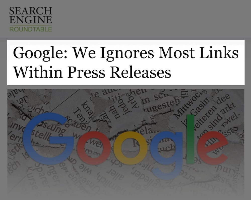 Google заявил, что большинство ссылок в пресс-релизах «игнорируются»