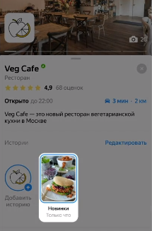 Сторис в Яндекс Картах