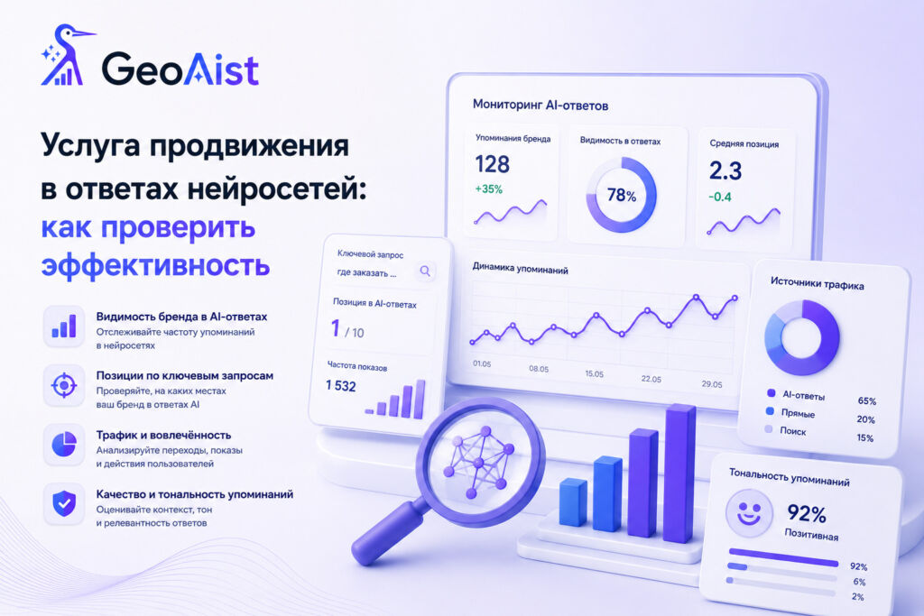 Услуга продвижения в ответах нейросетей: как проверить эффективность