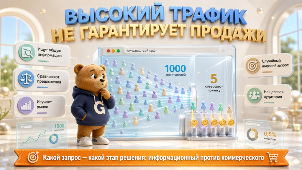 Изображение 1 для статьи Почему ваш сайт не продает, даже если на него заходят тысячи людей