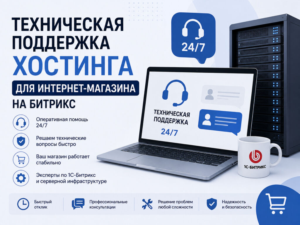 Техническая поддержка хостинга для интернет-магазина на Битрикс