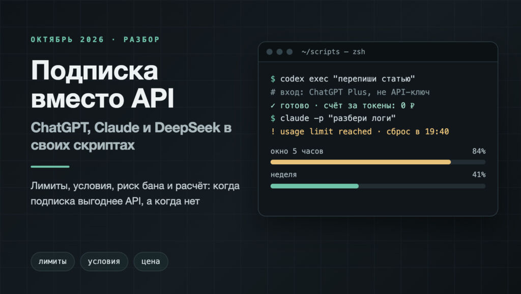Подписка вместо API: ChatGPT, Claude и DeepSeek в своих скриптах