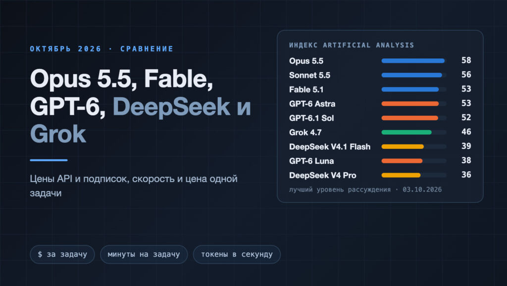 Opus 5.5, Fable 5.1, GPT-6, DeepSeek и Grok: цены и скорость