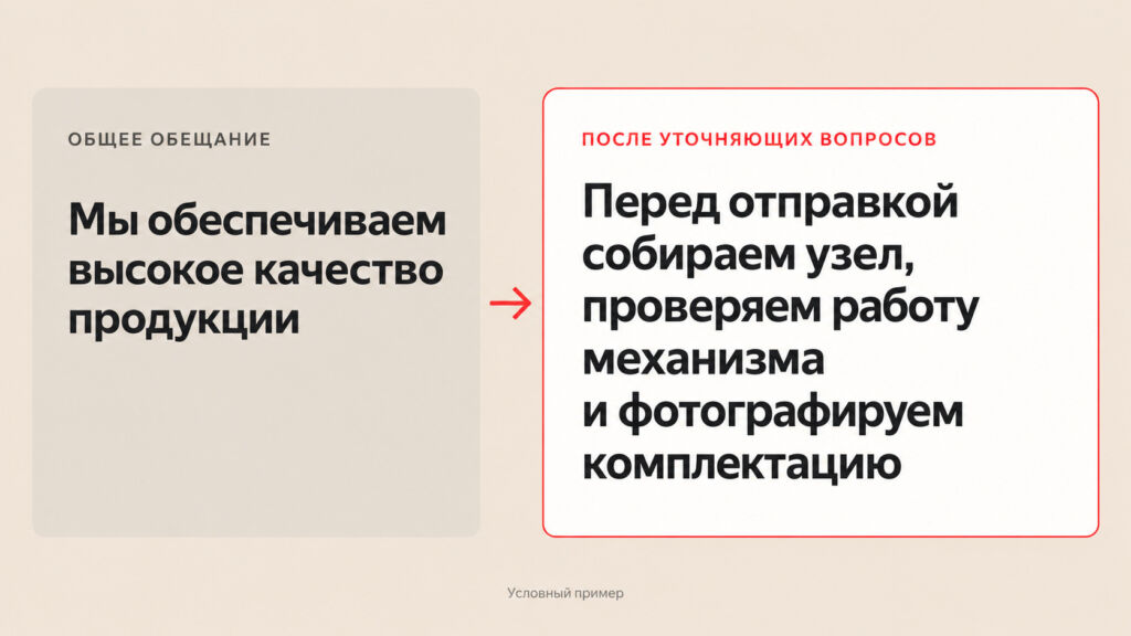 Изображение 1 для статьи Что мы просим у клиента вместо слов «качество», «опыт» и «индивидуальный подход»
