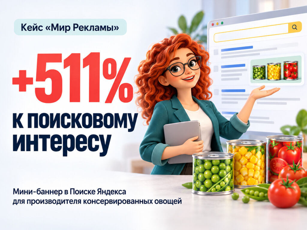 Как мини-баннер в Поиске Яндекса дал производителю консервированных овощей +511% к приросту поисковых запросов