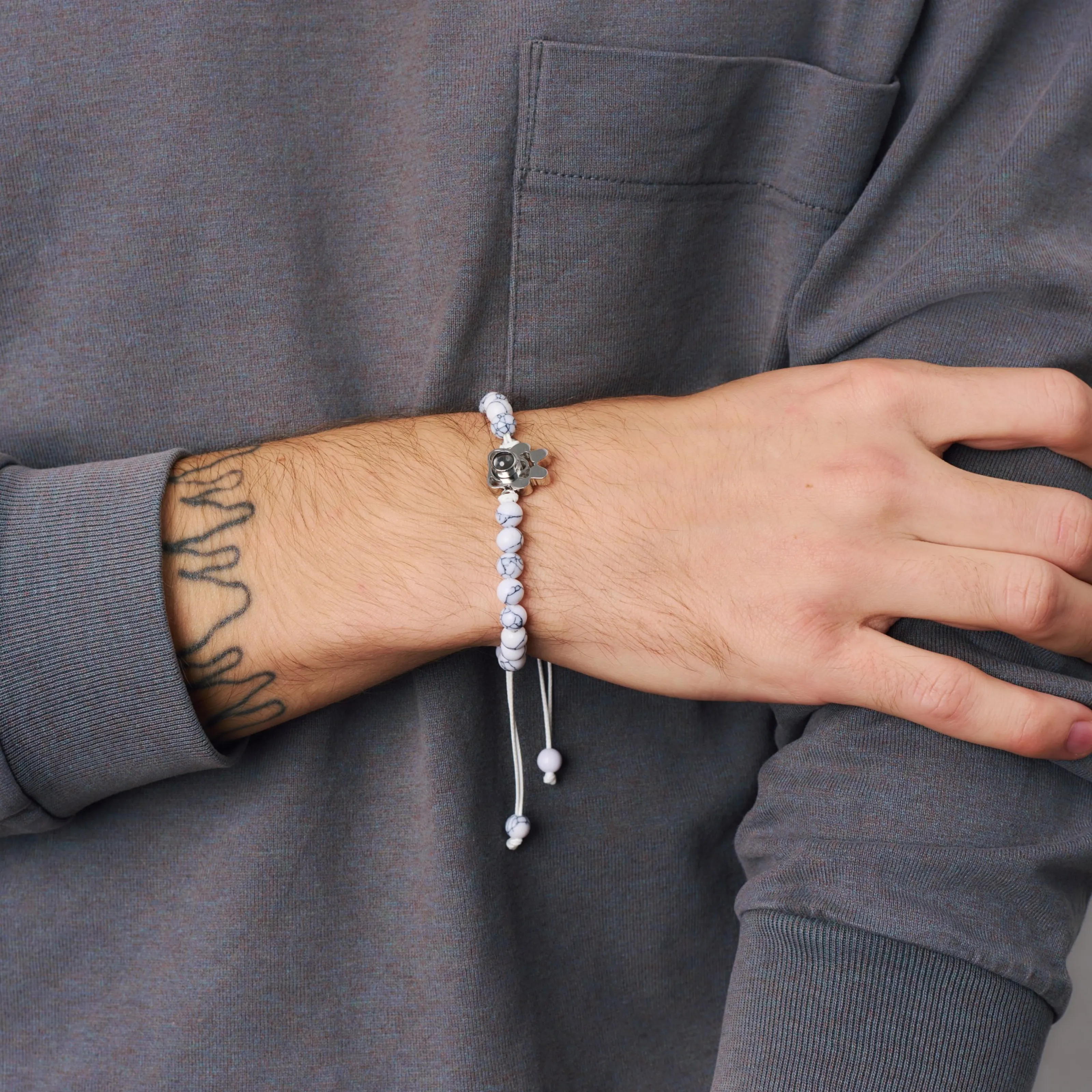 Браслет с фото внутри белый