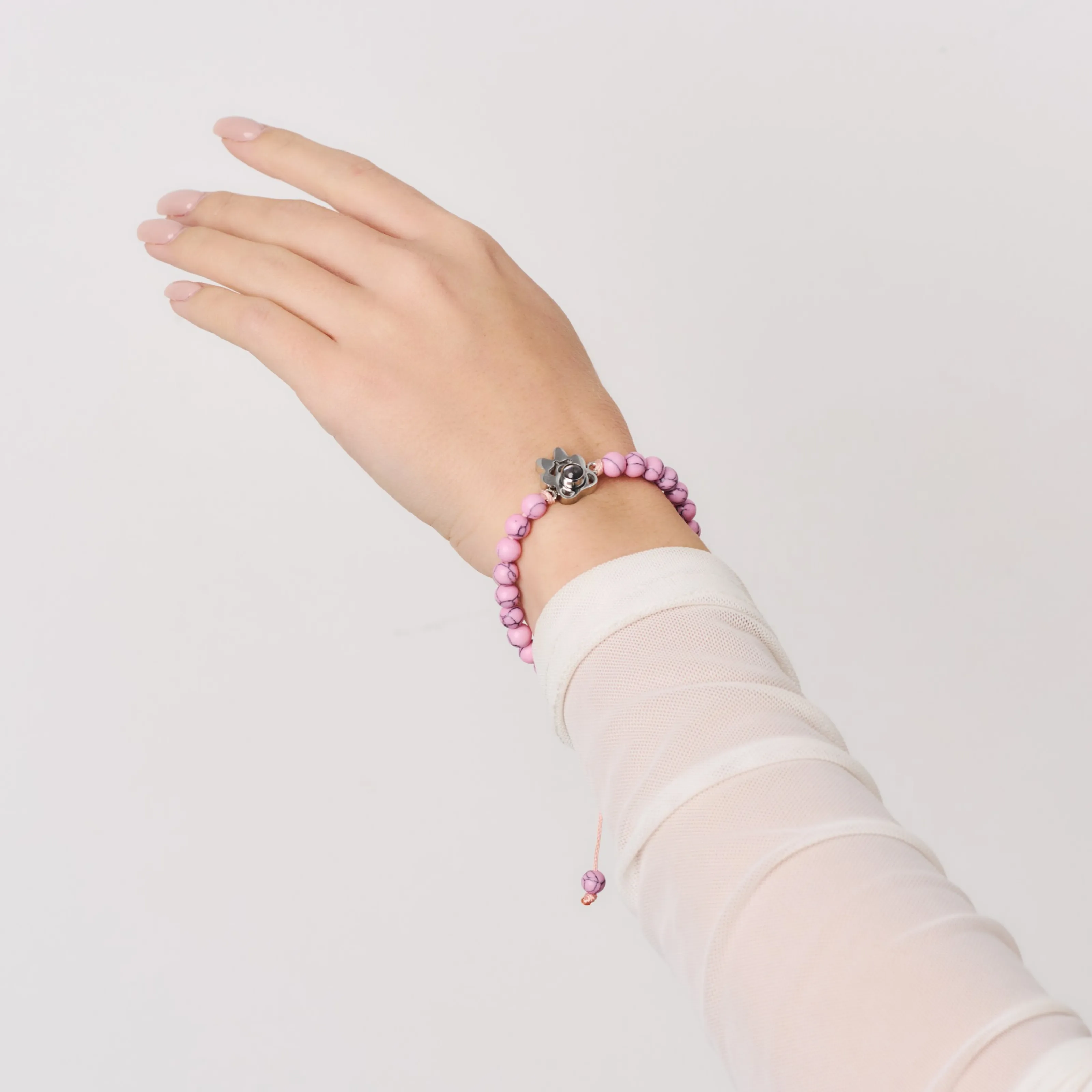 Браслет розовый кахолонг натуральный камень талисман