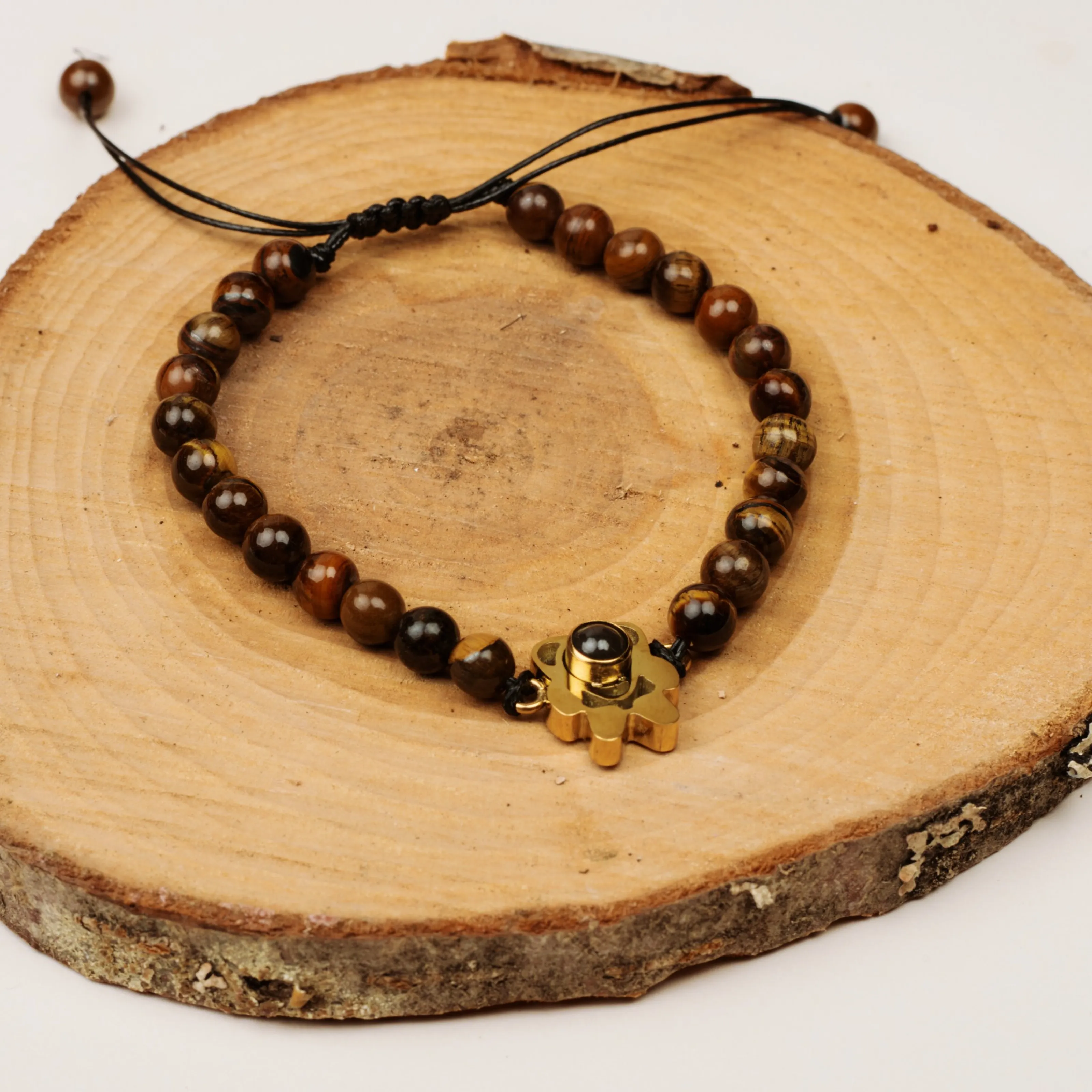 Браслет из тигрового глаза и амазонита память о питомце с лапкой