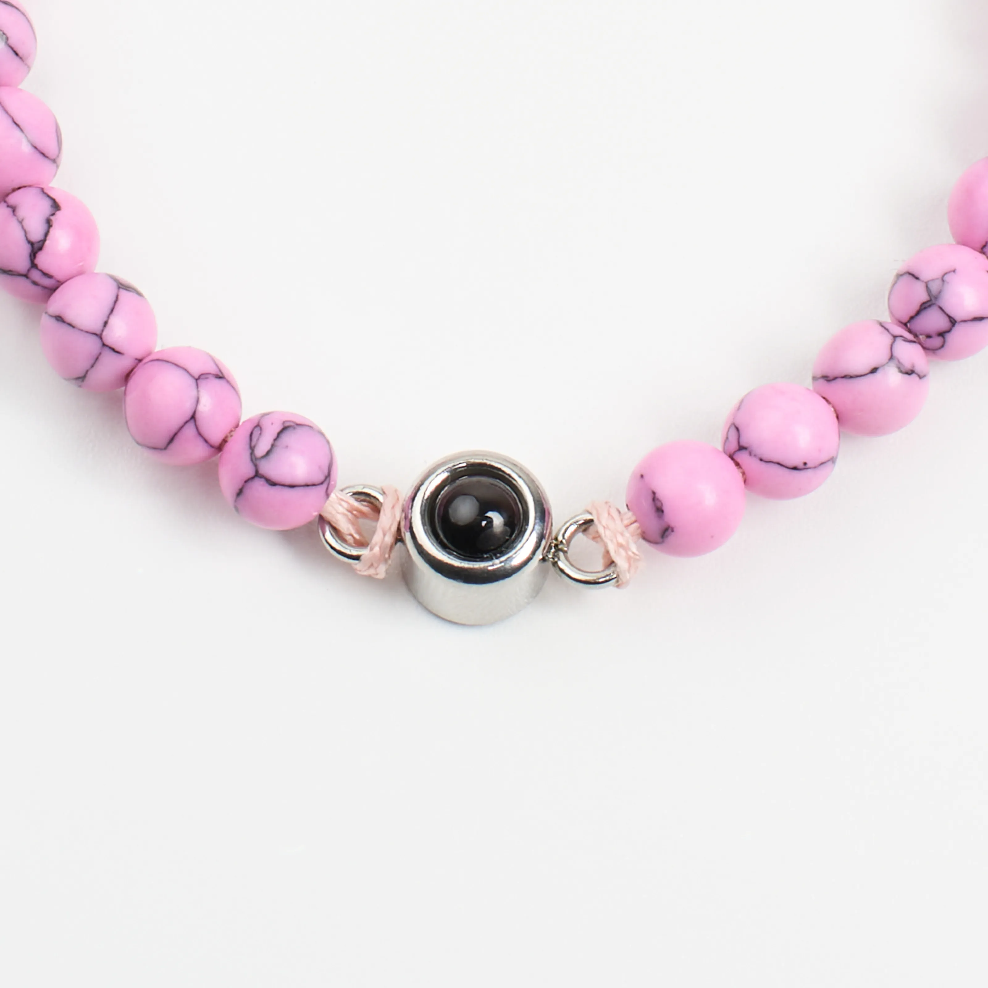 Розовый браслет с кулоном сердце