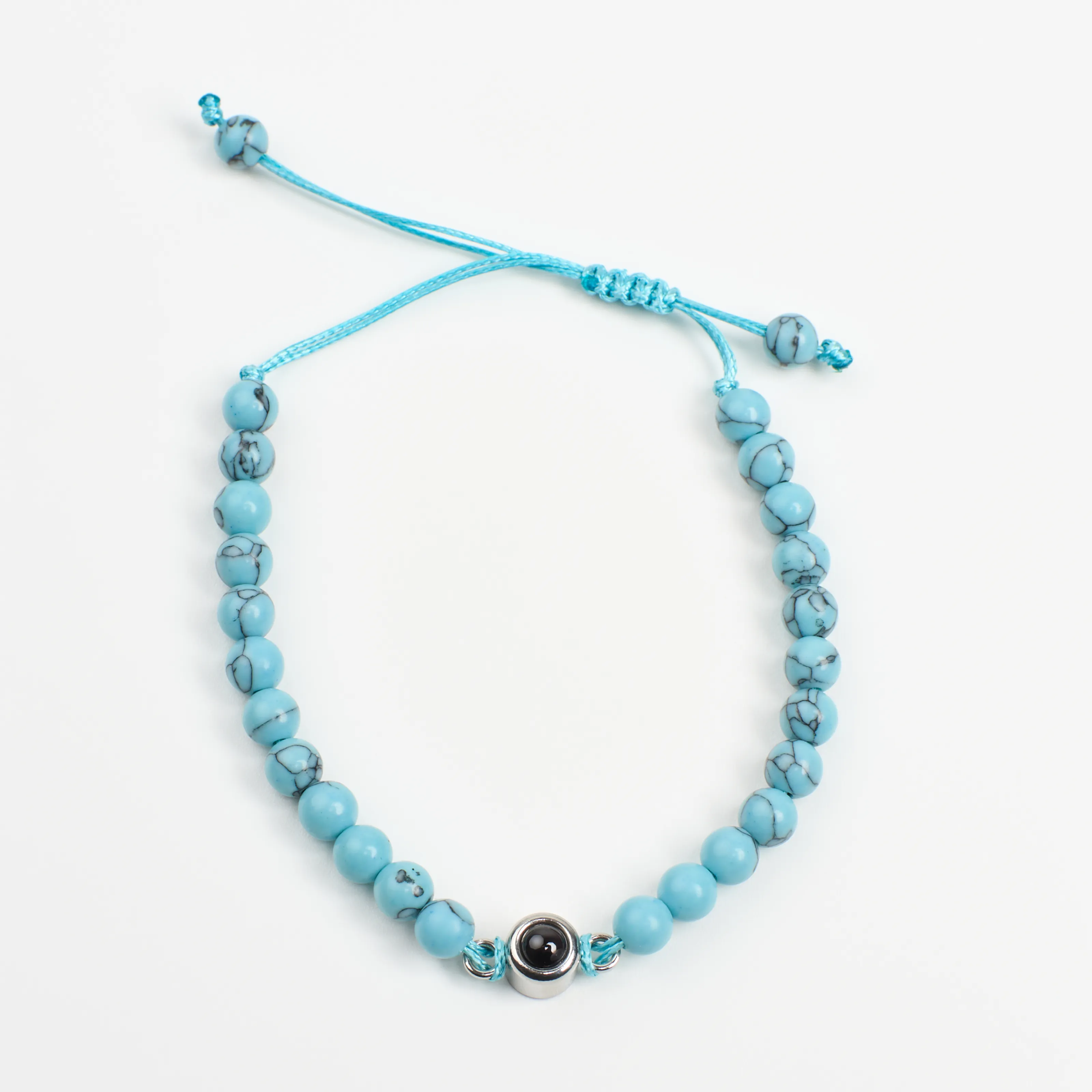 Бирюзовый браслет кахолонг с фотографией пары внутри