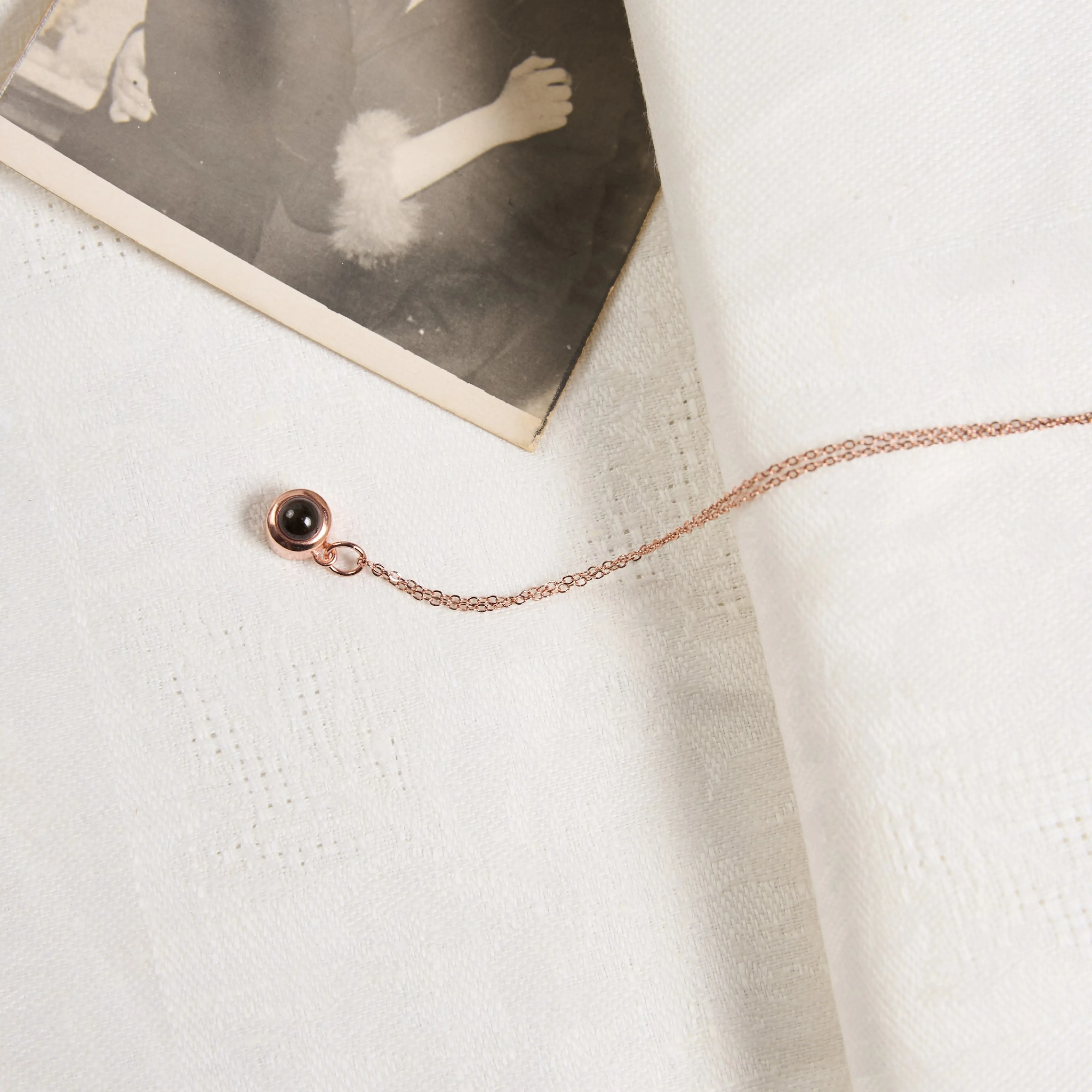 Ювелирный шарм с фото на браслет розовое золото