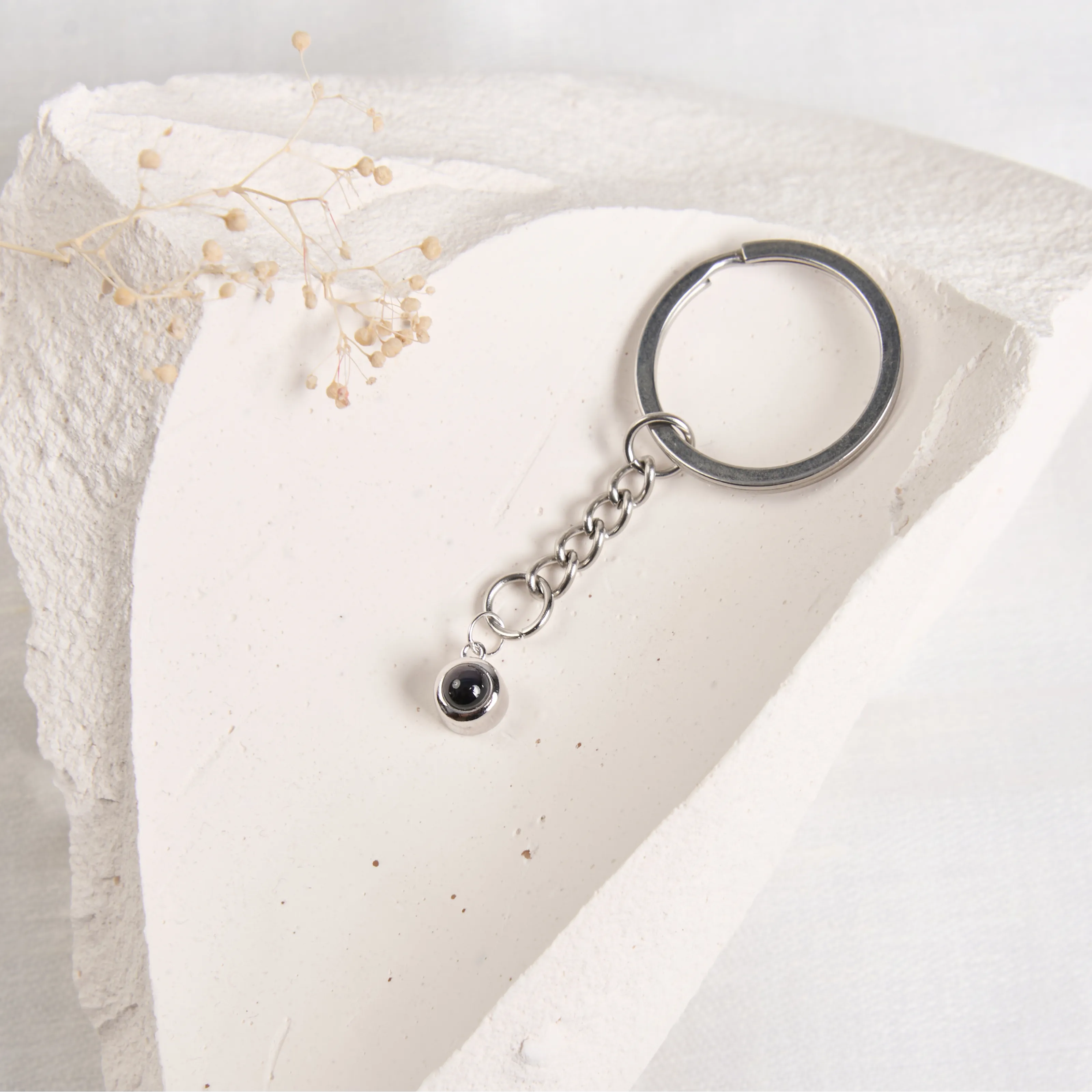 Брелок шар розовое золото с вашей парной фотографией