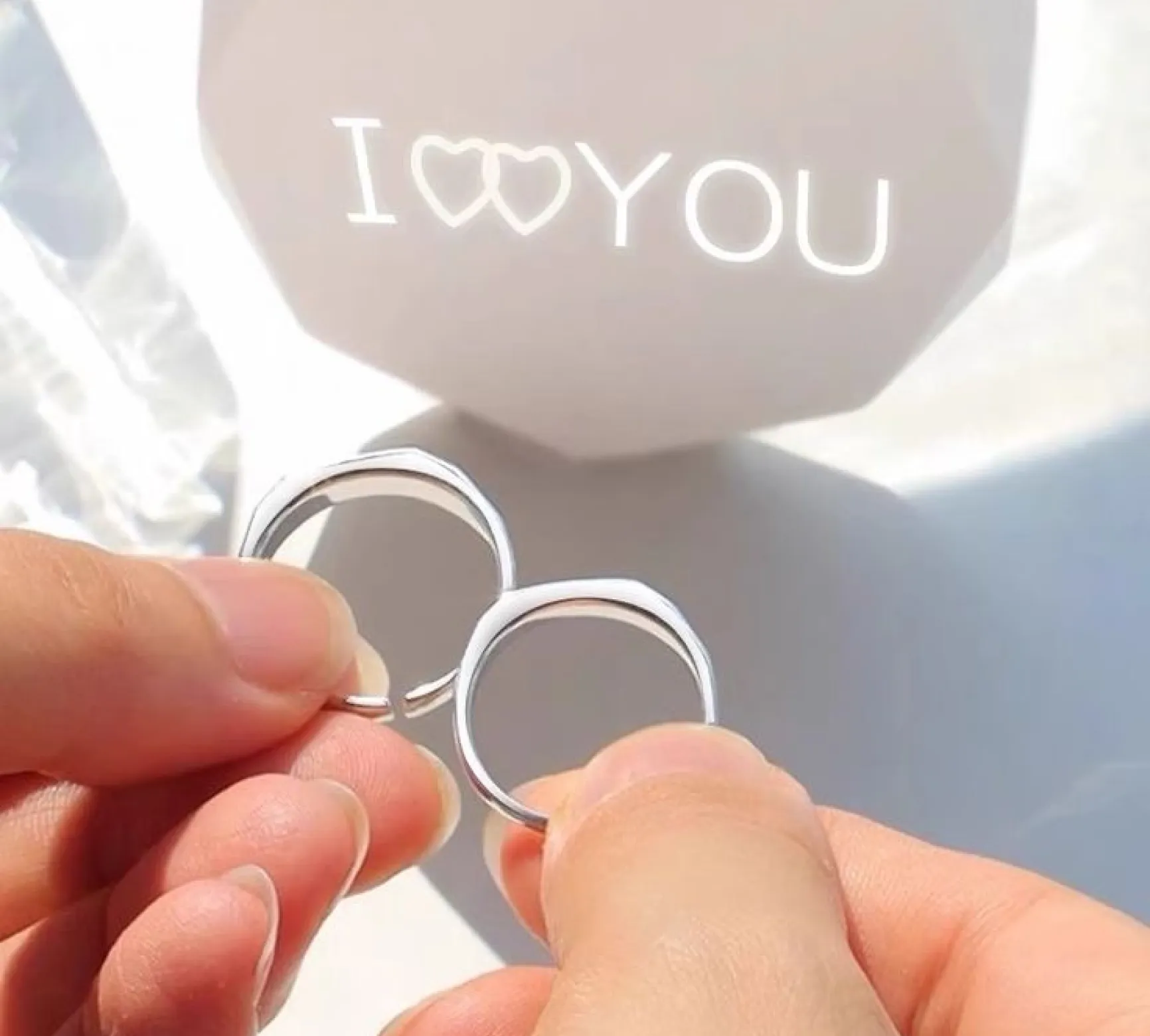 Серебро 925 — парные кольца с проекцией для двоих