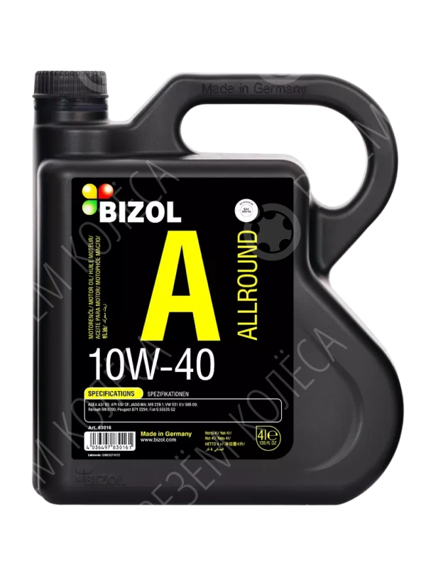 Масло моторное BIZOL Allround 10W-40 Синтетическое 4л (83016)