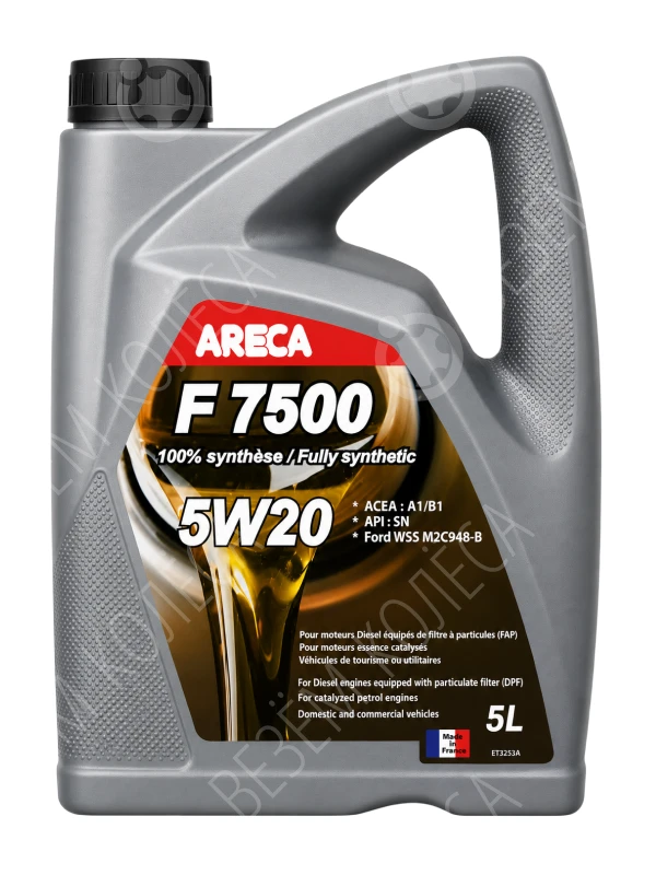 Масло моторное ARECA F7500 5W-20 Синтетическое 5л (051398)