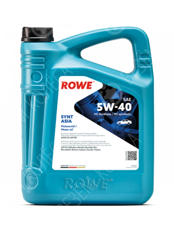 Масло моторное ROWE Hightec Synt Asia 5W-40 Синтетическое 4л (20246004099)
