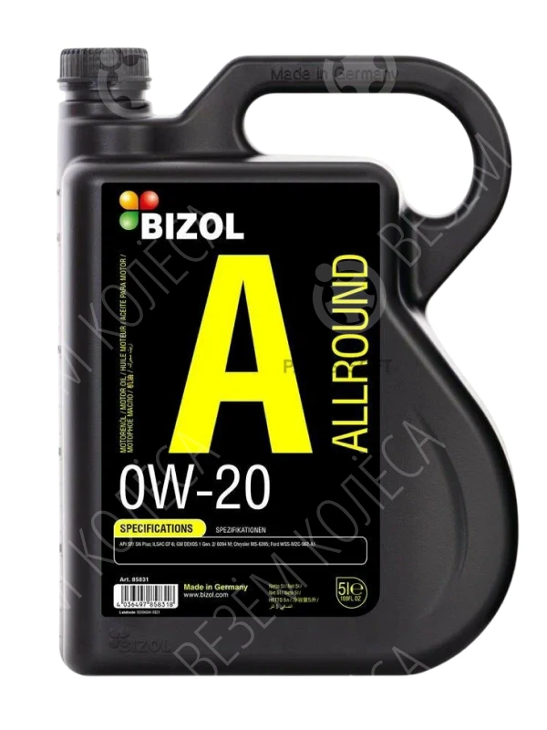 Масло моторное BIZOL Allround 0W-20 Синтетическое 5л (85831)