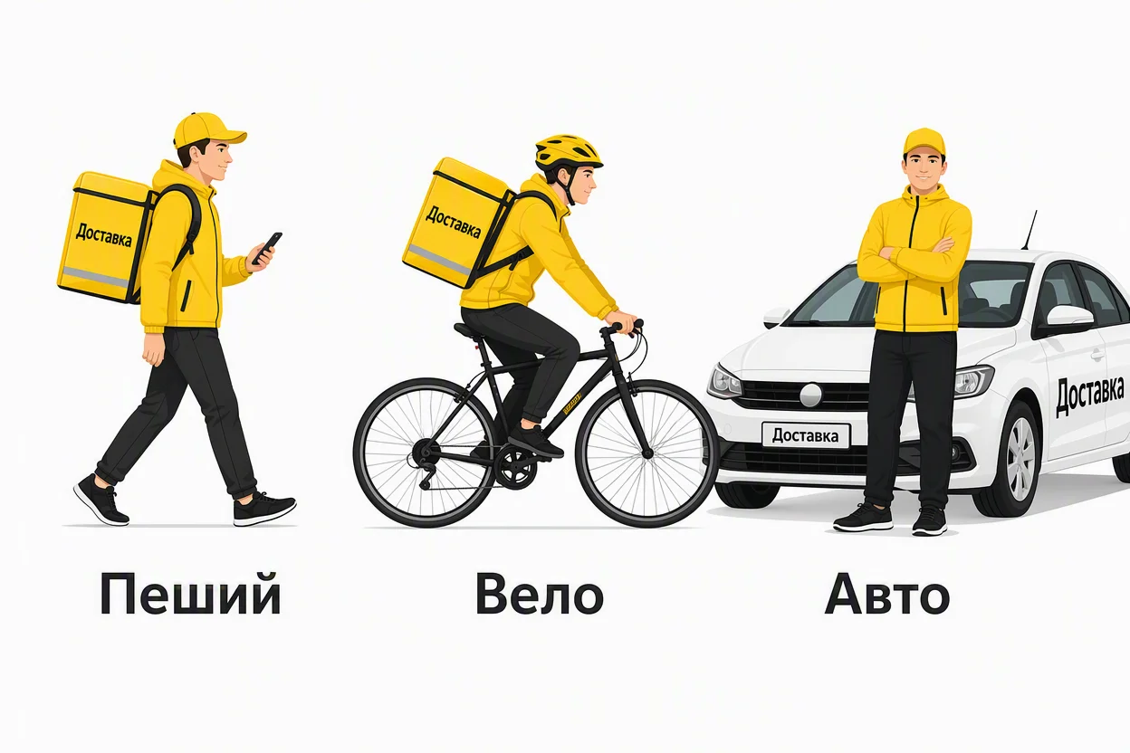 Как стать курьером Яндекс Еды — три формата доставки: пеший, велокурьер и авто