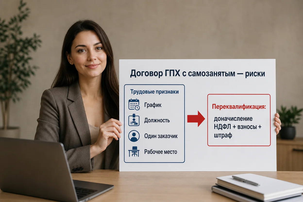 Договор ГПХ с самозанятым — признаки трудовых отношений ведут к доначислениям
