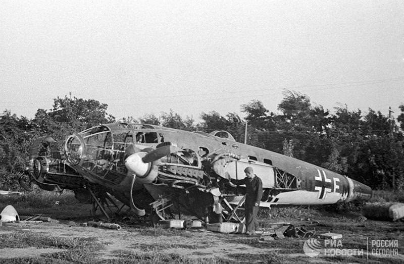 Один из первых немецких самолетов, сбитых под Одессой