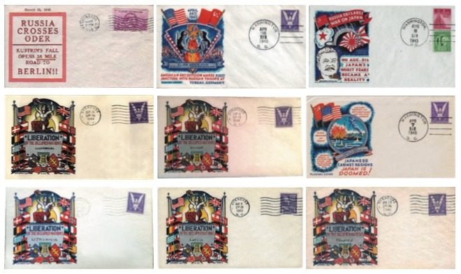 Рис. 24. Почтовые конверты США, выпущенные во время Второй мировой войны.