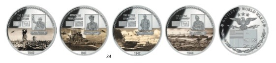 Рис. 34. Медали США и Великобритании из серии «Битвы Второй мировой войны».