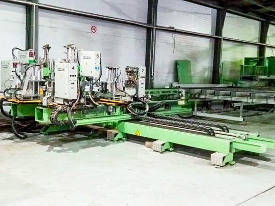 URBAN AKS 6105 & V 530\4 & TBA-F 30\38 Шестиголовочная автоматическая линия сварки-зачистки с транспортировочным столом