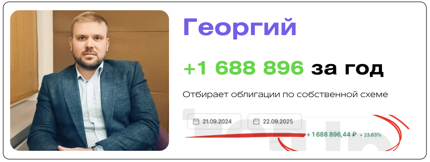 Результат эксперта Георгия Язева — +1 688 896 ₽ за год