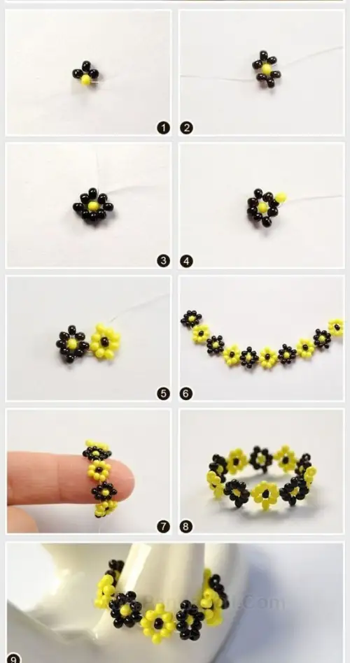 Step-by-step beaded ring tutorial