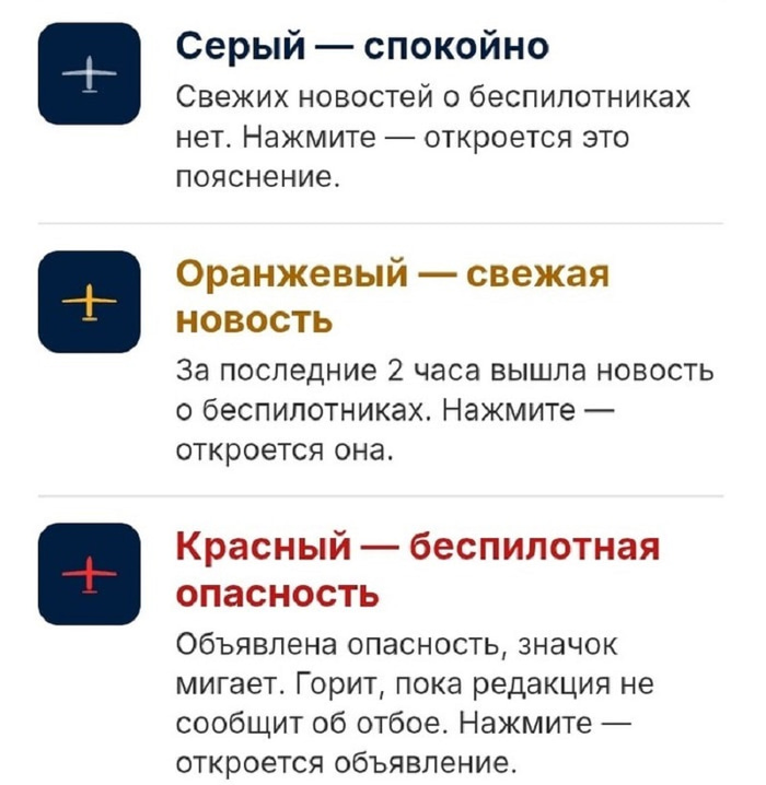 Статусы беспилотной опасности